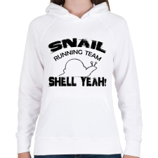 PRINTFASHION Snail running team - Női kapucnis pulóver - Fehér női pulóver, kardigán