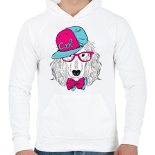 PRINTFASHION Snapback Dog - Férfi kapucnis pulóver - Fehér férfi pulóver, kardigán