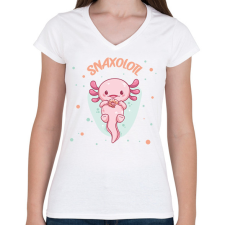 PRINTFASHION Snaxolotl - Női V-nyakú póló - Fehér női póló