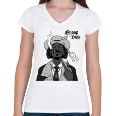 PRINTFASHION Snoop Dogg - Női V-nyakú póló - Fehér