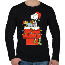 PRINTFASHION Snoopy Christmas - Férfi hosszú ujjú póló - Fekete férfi póló