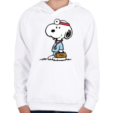 PRINTFASHION Snoopy doki - Gyerek kapucnis pulóver - Fehér