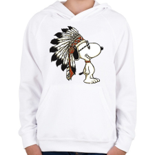 PRINTFASHION Snoopy indián - Gyerek kapucnis pulóver - Fehér gyerek pulóver, kardigán