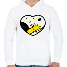 PRINTFASHION Snoopy love - Férfi kapucnis pulóver - Fehér férfi pulóver, kardigán