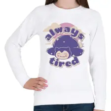 PRINTFASHION Snorlax always tired - Női pulóver - Fehér női pulóver, kardigán