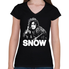 PRINTFASHION SNOW - Női V-nyakú póló - Fekete