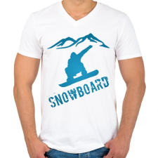 PRINTFASHION snowboard  - Férfi V-nyakú póló - Fehér férfi póló