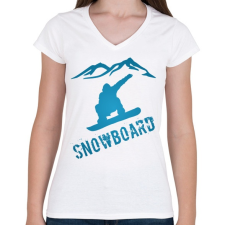 PRINTFASHION snowboard  - Női V-nyakú póló - Fehér női póló
