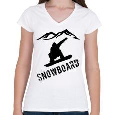 PRINTFASHION snowboard  - Női V-nyakú póló - Fehér