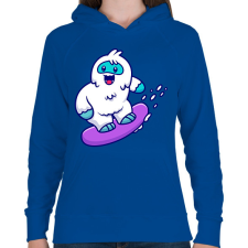 PRINTFASHION Snowboard yeti - Női kapucnis pulóver - Királykék női pulóver, kardigán