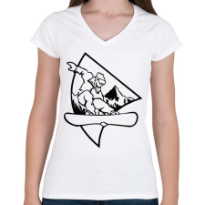PRINTFASHION Snowboarder - Női V-nyakú póló - Fehér női póló