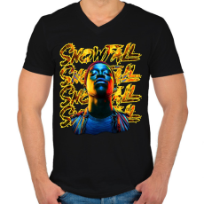 PRINTFASHION Snowfall - Férfi V-nyakú póló - Fekete