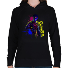 PRINTFASHION Snowfall - Női kapucnis pulóver - Fekete