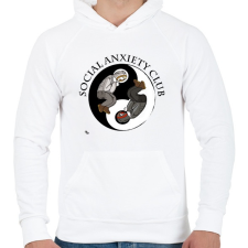 PRINTFASHION Social Anxiety Club - Férfi kapucnis pulóver - Fehér férfi pulóver, kardigán