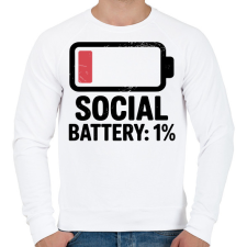 PRINTFASHION Social Battery - Férfi pulóver - Fehér férfi pulóver, kardigán