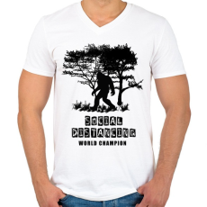PRINTFASHION SOCIAL DISTANCING WB - Férfi V-nyakú póló - Fehér