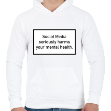 PRINTFASHION Social Media - Mental health - Férfi kapucnis pulóver - Fehér