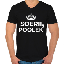 PRINTFASHION SOERII AND POOLEK - Férfi V-nyakú póló - Fekete férfi póló
