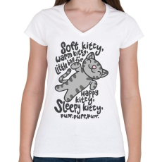 PRINTFASHION Soft kitty The Big bang theory _Rajztábla 1 - Női V-nyakú póló - Fehér