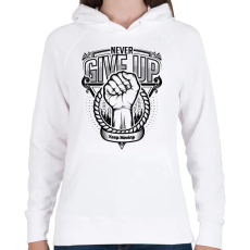 PRINTFASHION Soha ne add fel! - Női kapucnis pulóver - Fehér