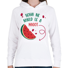 PRINTFASHION Soha ne nyeld le a dinnye magot - Kismama - Női kapucnis pulóver - Fehér női pulóver, kardigán