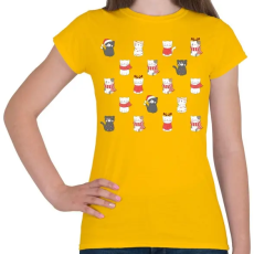 PRINTFASHION Sok cica kis helyen - Női póló - Sárga