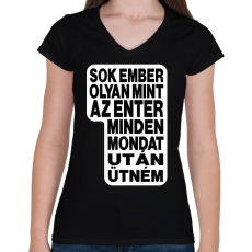 PRINTFASHION Sok ember olyan, mint az ENTER. Minden mondat után ütném! - Női V-nyakú póló - Fekete
