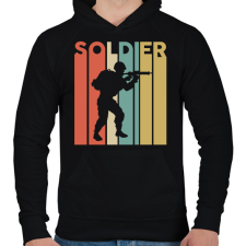 PRINTFASHION Soldier (colorful) - Férfi kapucnis pulóver - Fekete férfi pulóver, kardigán