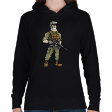PRINTFASHION Soldier - Női kapucnis pulóver - Fekete női pulóver, kardigán