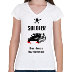 PRINTFASHION SOLDIER-rhm - Női V-nyakú póló - Fehér