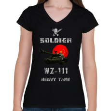 PRINTFASHION SOLDIER-WZ111 - Női V-nyakú póló - Fekete