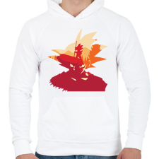 PRINTFASHION Son Goku - Férfi kapucnis pulóver - Fehér férfi pulóver, kardigán