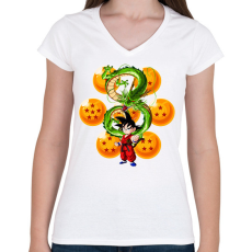 PRINTFASHION Son Goku - Női V-nyakú póló - Fehér