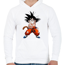 PRINTFASHION Son Goten - Férfi kapucnis pulóver - Fehér férfi pulóver, kardigán