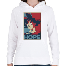 PRINTFASHION Songoku hope - Női kapucnis pulóver - Fehér női pulóver, kardigán
