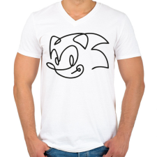 PRINTFASHION Sonic - Férfi V-nyakú póló - Fehér férfi póló