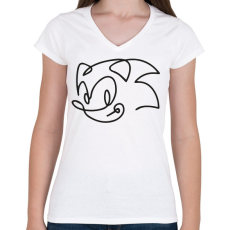 PRINTFASHION Sonic - Női V-nyakú póló - Fehér