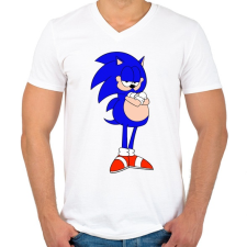 PRINTFASHION SonicGarfield - Férfi V-nyakú póló - Fehér férfi póló