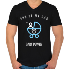 PRINTFASHION SONOFMYDAD - Férfi V-nyakú póló - Fekete férfi póló