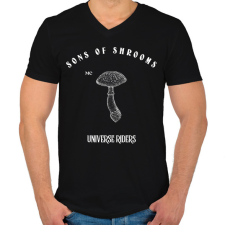 PRINTFASHION SONSOFSHROOMS - Férfi V-nyakú póló - Fekete férfi póló