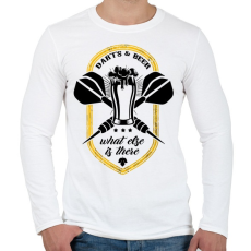 PRINTFASHION Sör és Darts - Férfi hosszú ujjú póló - Fehér