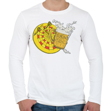 PRINTFASHION Sör és darts - Férfi hosszú ujjú póló - Fehér férfi póló