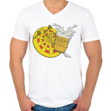 PRINTFASHION Sör és darts - Férfi V-nyakú póló - Fehér