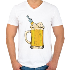 PRINTFASHION Sör injekció - Férfi V-nyakú póló - Fehér férfi póló