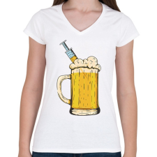 PRINTFASHION Sör injekció - Női V-nyakú póló - Fehér női póló