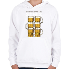 PRINTFASHION Sör six pack - Gyerek kapucnis pulóver - Fehér