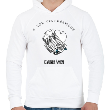 PRINTFASHION SOR TESTVERISEGE - Férfi kapucnis pulóver - Fehér férfi pulóver, kardigán