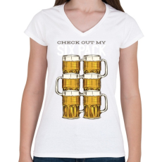 PRINTFASHION Sörhas - Női V-nyakú póló - Fehér