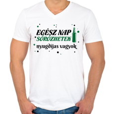 PRINTFASHION Sörözhetek - Nyugdíjas - Férfi V-nyakú póló - Fehér