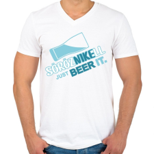 PRINTFASHION sörözni kell másik - Férfi V-nyakú póló - Fehér férfi póló